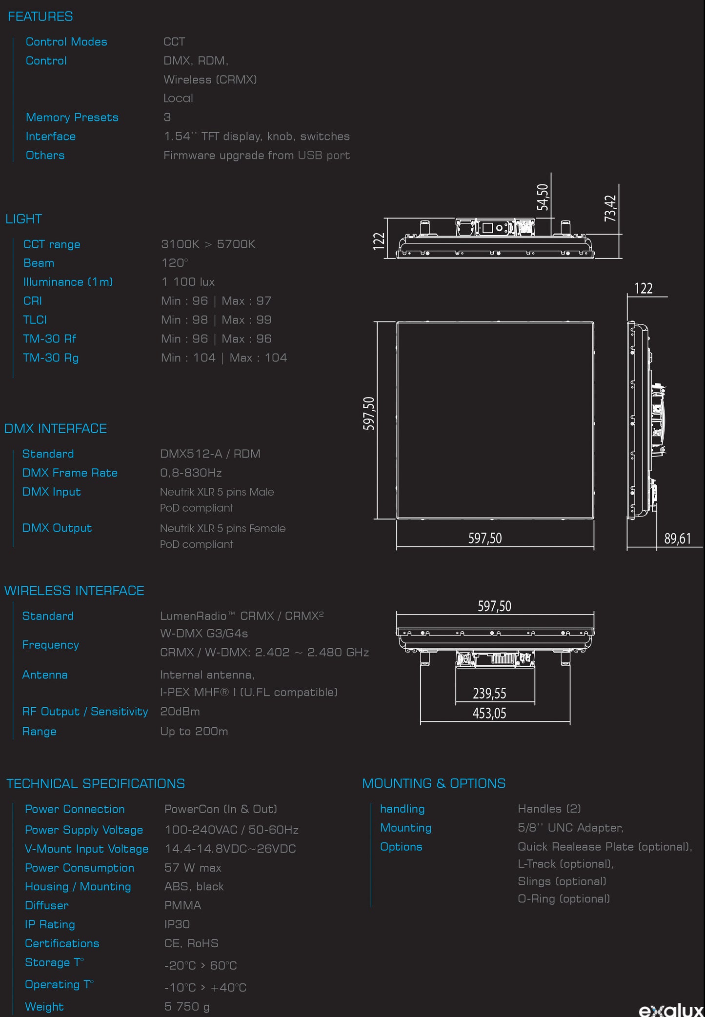 Exalux Exatile CCT 24inch 3100K to 5700K LED Matrix (5 available)