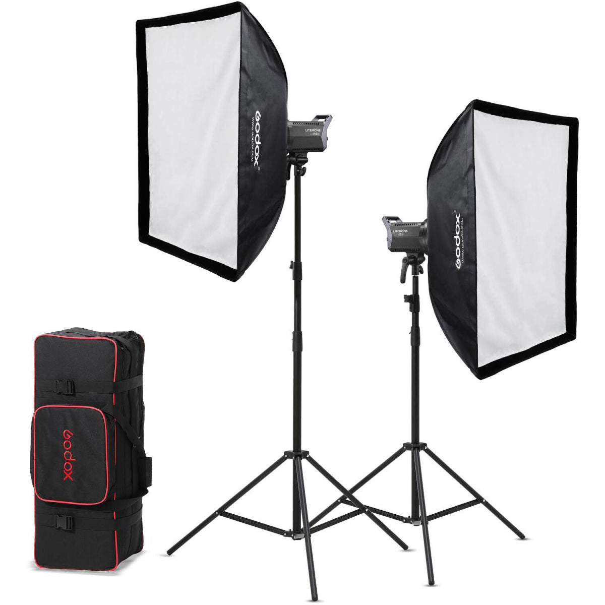 Godox Litemons LA150Bi Bi-Color LED 2-Light Kit with Stands and Softboxes