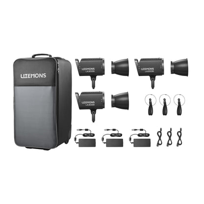 Godox Litemons LA300Bi Bi-Color LED Light 3-Light Kit (Black Edition)