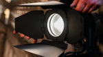 Astera QuikPunch Zoomable LED Fresnel with removable yoke and barndoors
