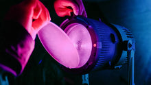 Astera QuikPunch Zoomable LED Fresnel with removable yoke and barndoors