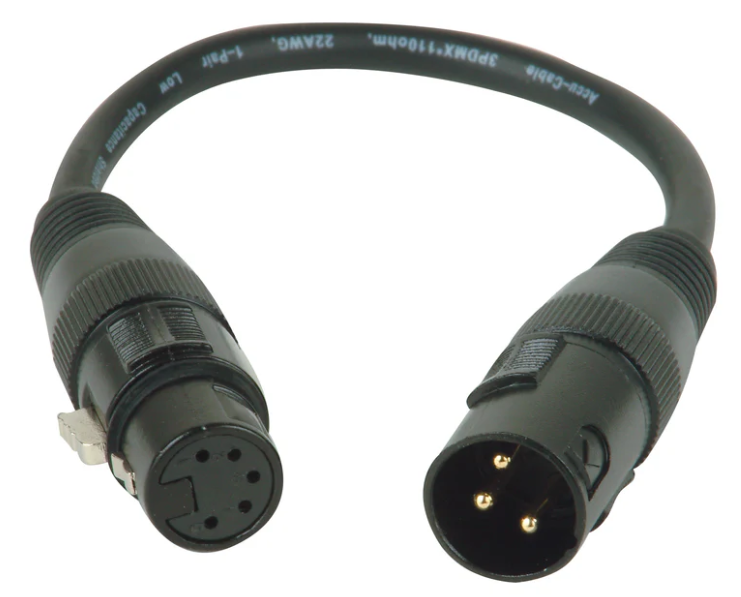 Accu-Cable (AC5PM3PFM) 5-pin Male XLR to 3-pin Female XLR Turnaround Cable Adapter